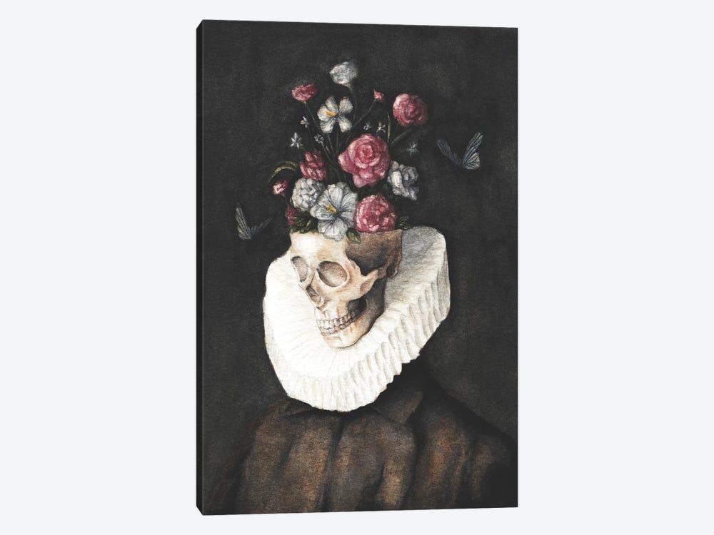 Flowers Skull 1-piece Canvas Art