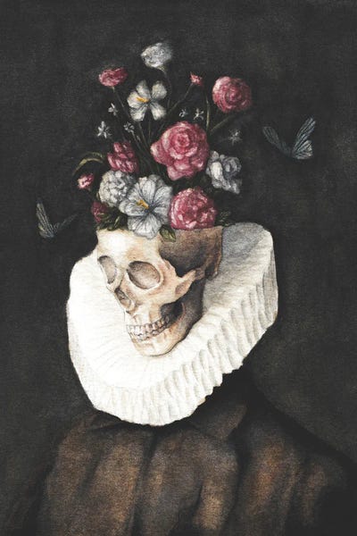 Goth Art: Flowers Skull by Mike Koubou