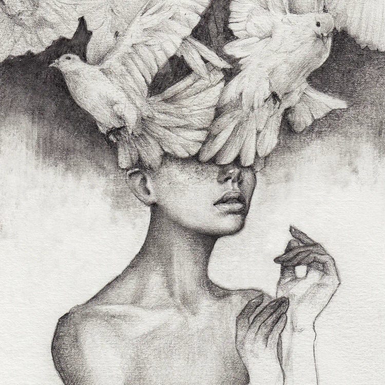 Woman And Birds