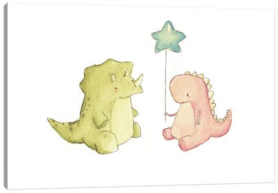 Dino Friends Canvas Art Print - Dinosaur Art