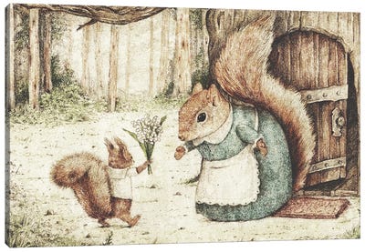 Mother's Day Canvas Art Print - Squirrel Art