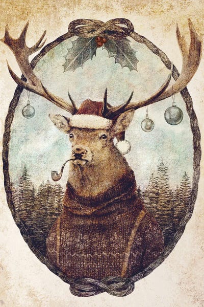Thinking Wild Christmas by Mike Koubou art print