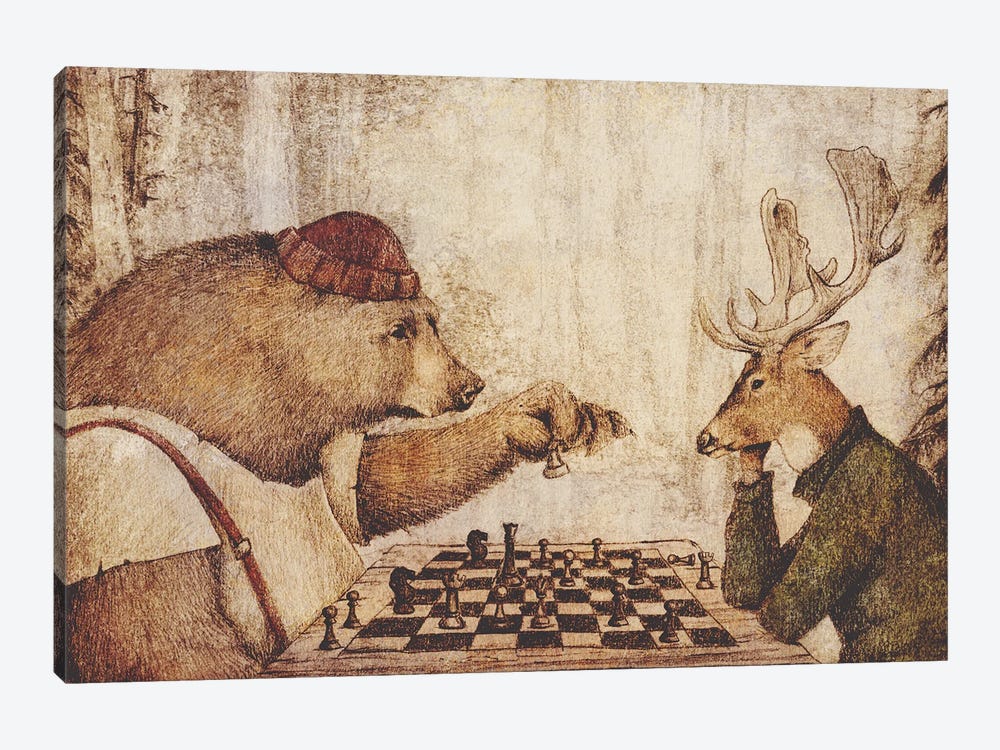 Wild Chess by Mike Koubou 1-piece Canvas Art Print