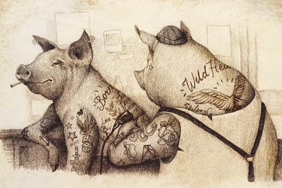 Ink And Oink II by Mike Koubou canvas print