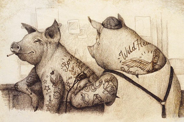 Pigs: Ink And Oink II by Mike Koubou