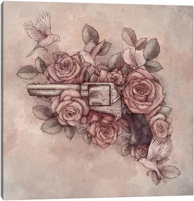 Guns & Flowers Canvas Art Print - Mike Koubou