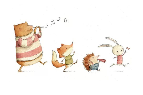 Children's Illustrations: Happy Friends by Mike Koubou