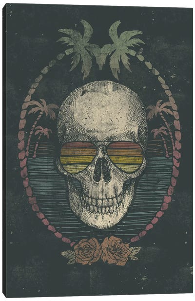 Palm Skull Canvas Art Print - Mike Koubou