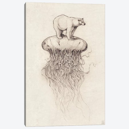 Polar Bear And Jellyfish I Canvas Print #MKB51} by Mike Koubou Canvas Wall Art
