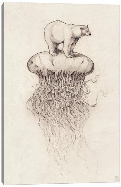 Polar Bear And Jellyfish I Canvas Art Print - Mike Koubou