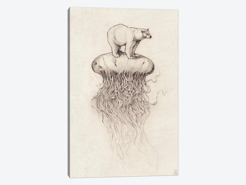 Polar Bear And Jellyfish I by Mike Koubou 1-piece Canvas Print
