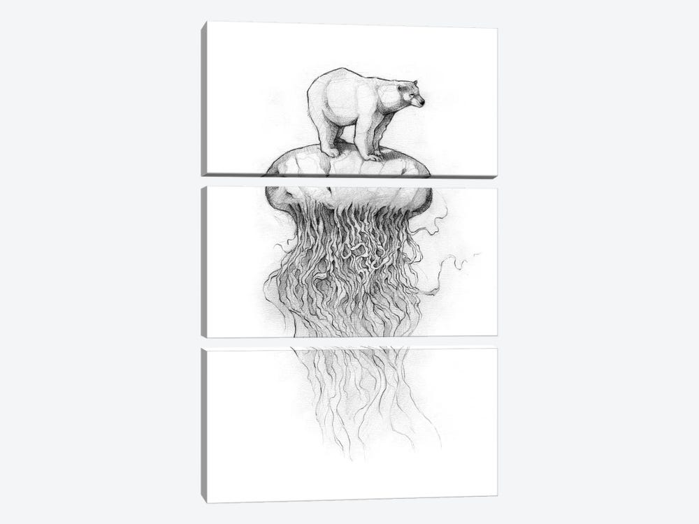 Polar Bear And Jellyfish II by Mike Koubou 3-piece Canvas Art