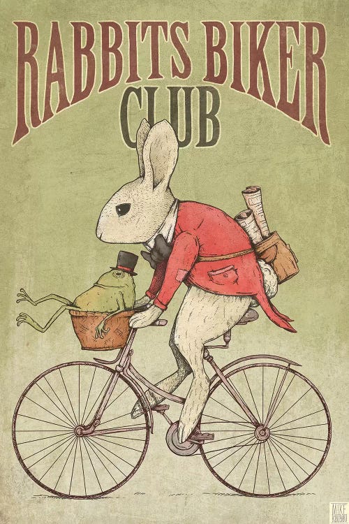 Rabbits Biker Club by Mike Koubou wall art