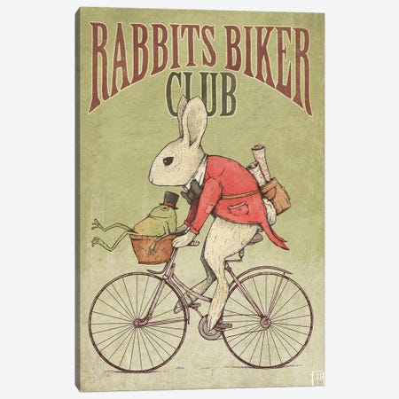 Rabbits Biker Club Canvas Print #MKB53} by Mike Koubou Canvas Artwork