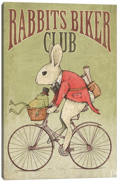 Rabbits Biker Club Canvas Art Print - Mike Koubou