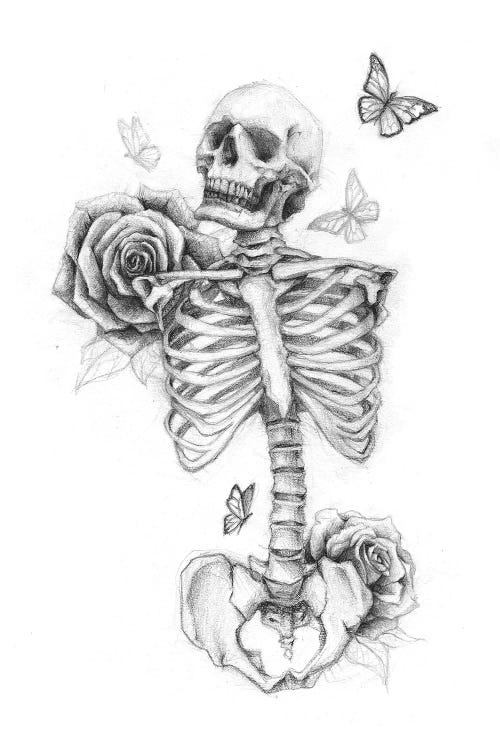 Skeleton And Roses II by Mike Koubou wall art
