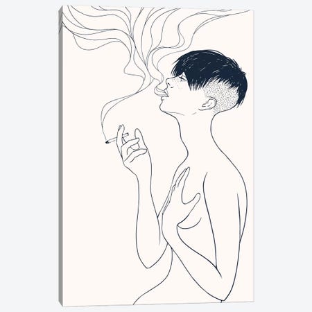 Smoking Canvas Print #MKB60} by Mike Koubou Canvas Print