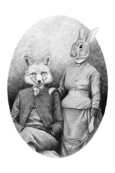 The Foxes by Mike Koubou framed canvas print