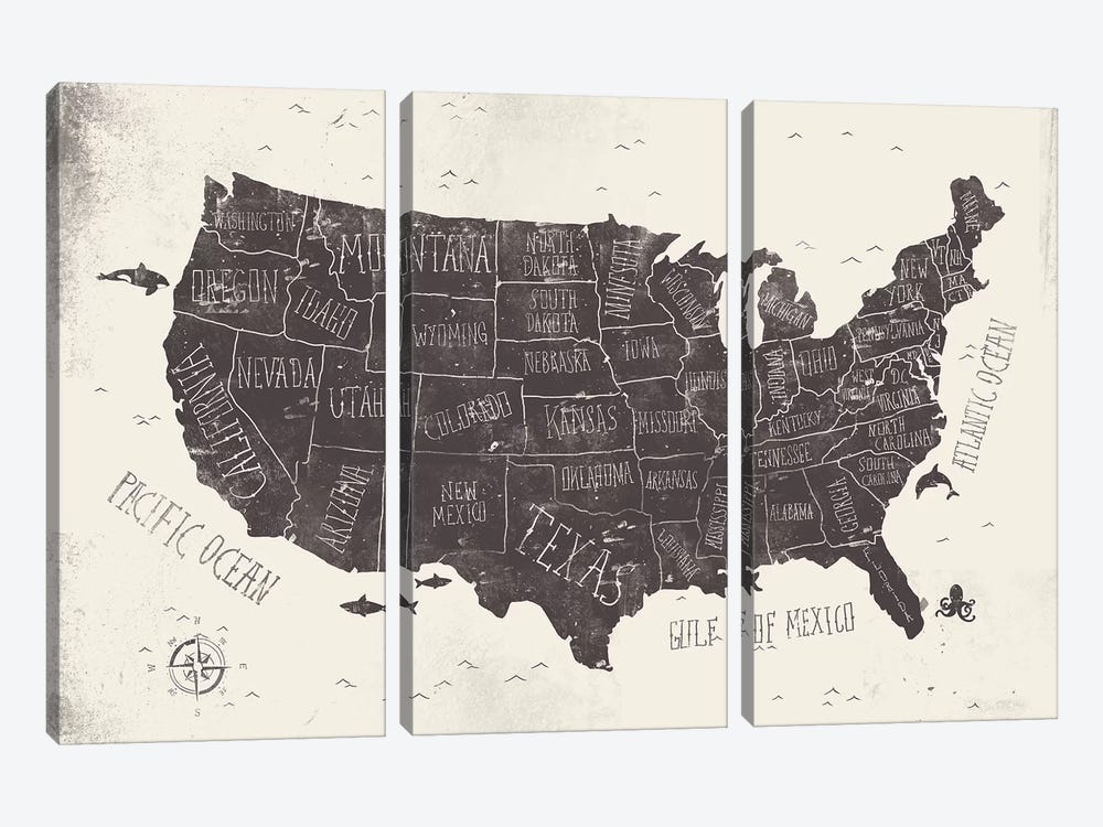 USA by Mike Koubou 3-piece Art Print