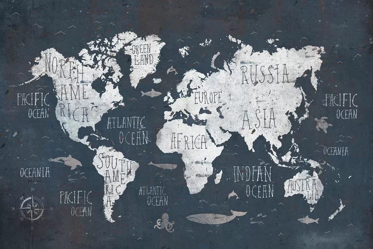 World Map by Mike Koubou canvas print