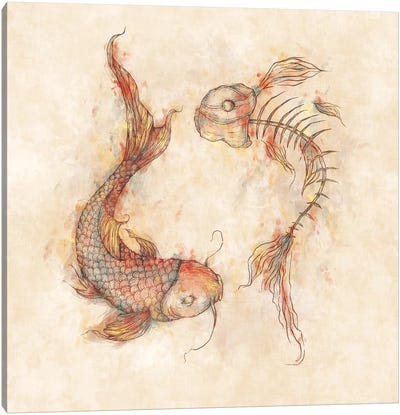 Yin Yang Fish Canvas Art Print - Mike Koubou