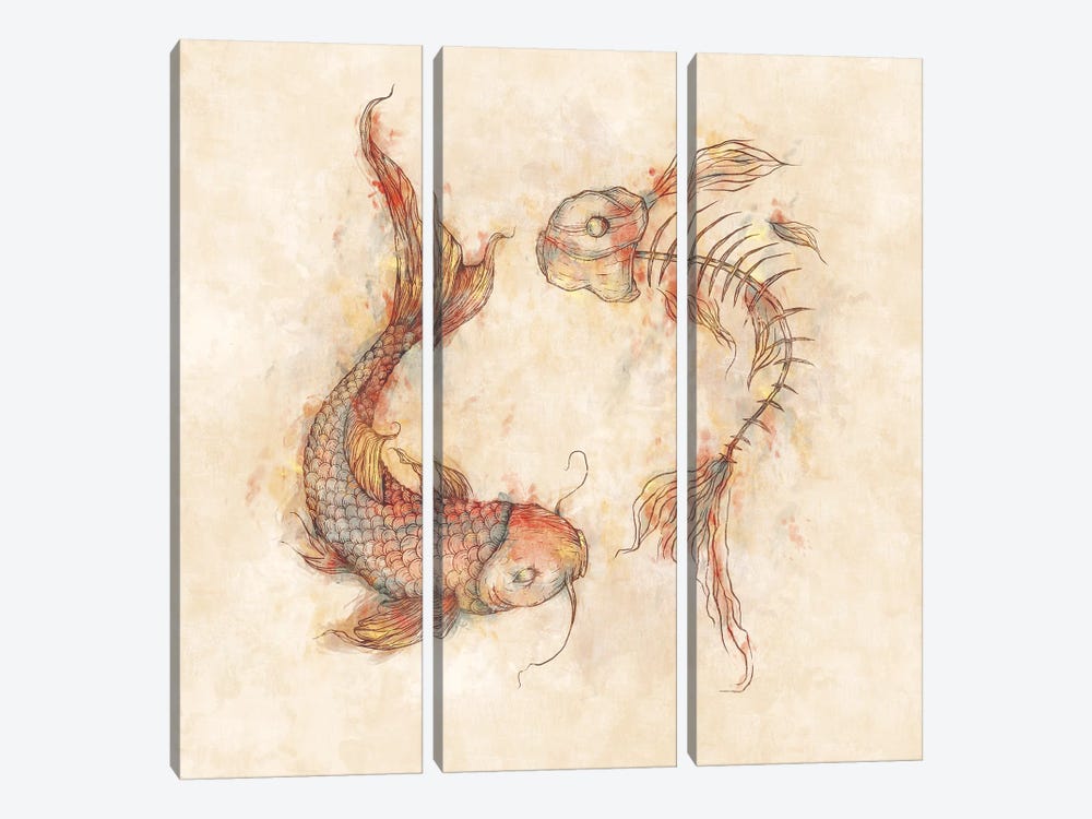 Yin Yang Fish by Mike Koubou 3-piece Canvas Print