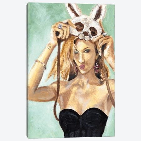 Rosie. Blondie Girl With Bunny Mask Canvas Print #MKC11} by Mila Kochneva Canvas Print