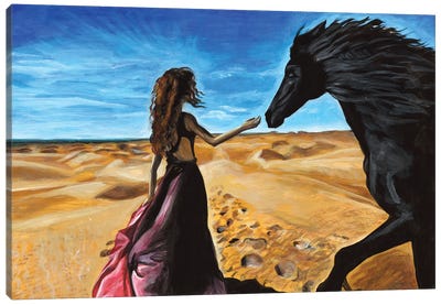 Woman In A Desert Canvas Art Print - Mila Kochneva