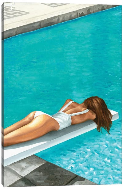 By The Swimming Pool Canvas Art Print - Zen Bedroom Art