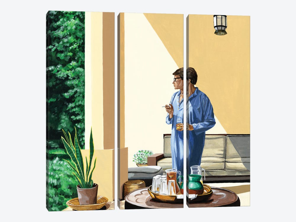 Mr. Yves Saint Laurent VII. Morning Routine by Mila Kochneva 3-piece Canvas Art Print