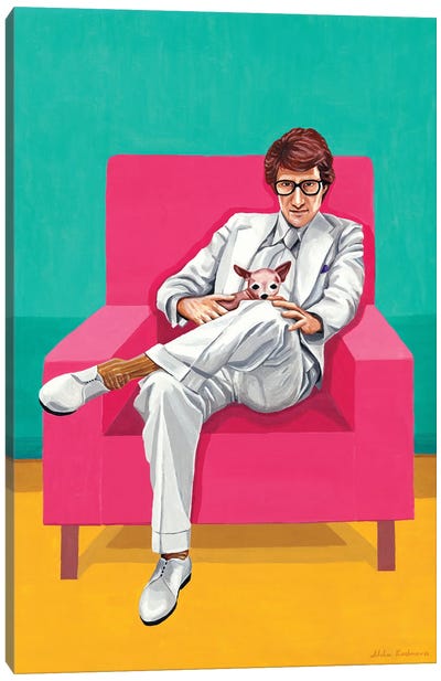 Mr. Yves Saint Laurent VI. The Man In An Armchair Canvas Art Print - The Modern Man's Best Friend