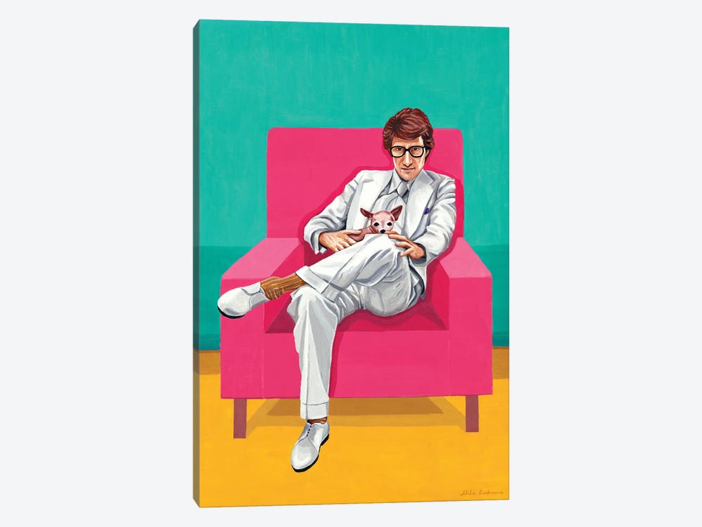 Mr. Yves Saint Laurent VI. The Man In An Armchair by Mila Kochneva 1-piece Canvas Wall Art
