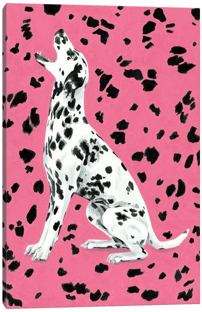 Dalmatian Dog On Pink Background Canvas Art Print - Mila Kochneva