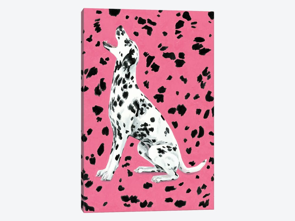 Dalmatian Dog On Pink Background by Mila Kochneva 1-piece Canvas Art Print