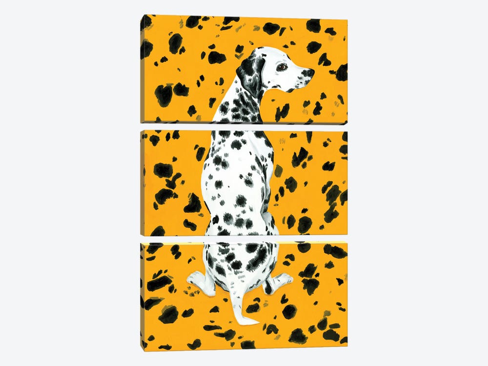 Dalmatian Dog On Yellow Background by Mila Kochneva 3-piece Canvas Wall Art