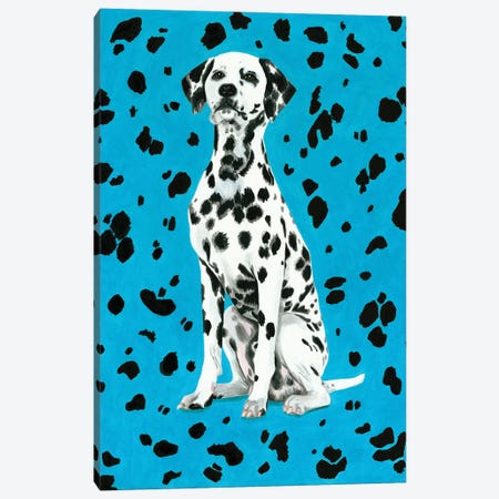 Dalmatian Dog On Blue Background Canvas Print #MKC23} by Mila Kochneva Canvas Wall Art