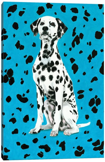 Dalmatian Dog On Blue Background Canvas Art Print