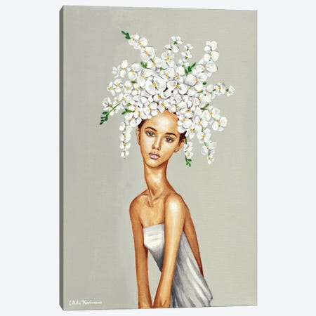 Girl With White Orchids Canvas Print #MKC28} by Mila Kochneva Canvas Art