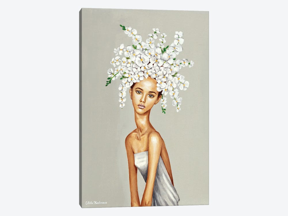 Girl With White Orchids by Mila Kochneva 1-piece Canvas Wall Art