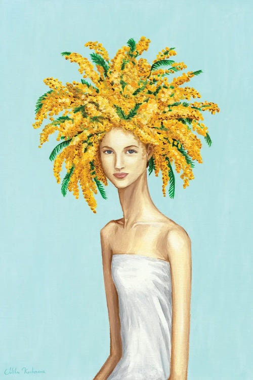 Girl With Mimosa Flowers