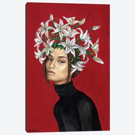 Girl With White Lilies Canvas Print #MKC9} by Mila Kochneva Canvas Wall Art