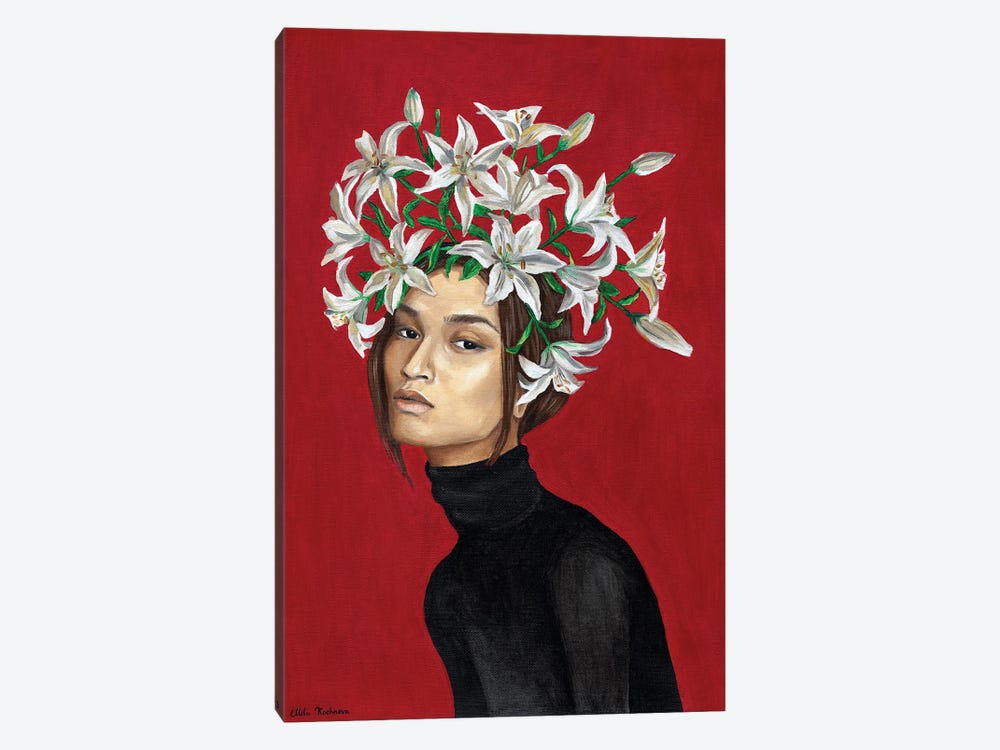 Girl With White Lilies by Mila Kochneva 1-piece Canvas Art Print