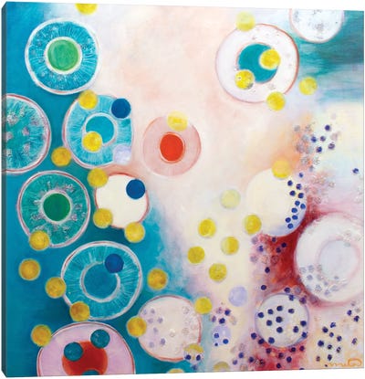 Teal And Peach Canvas Art Print - Artwork Similar to Wassily Kandinsky