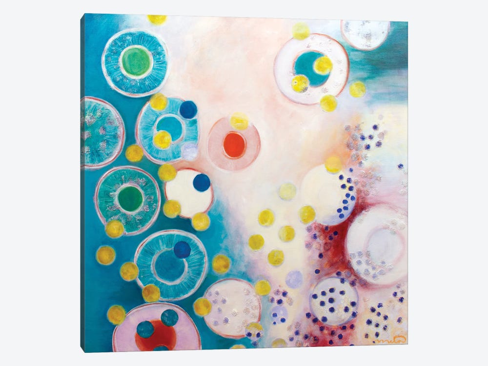 Teal And Peach by Mira Kamada 1-piece Canvas Print