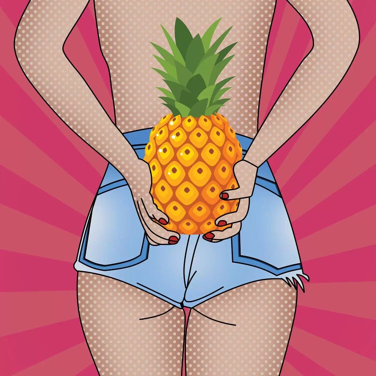 Young Woman Holding Pineapple