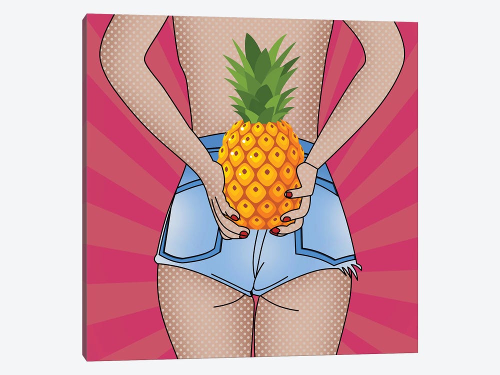 Young Woman Holding Pineapple by Mark Ashkenazi 1-piece Canvas Art