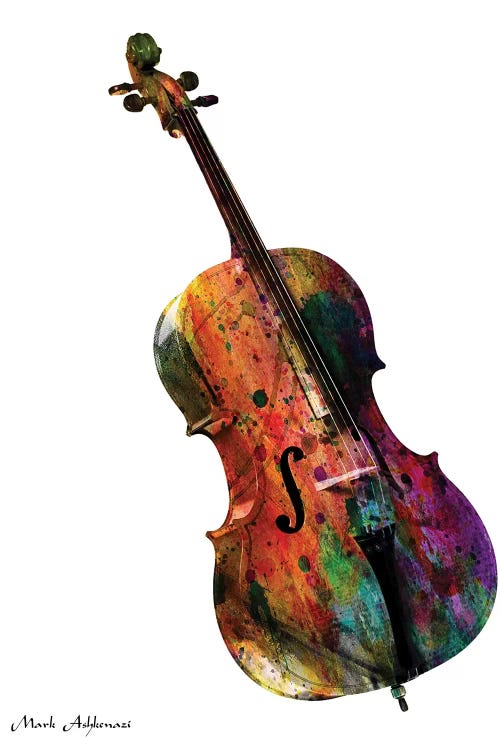 Framed Canvas Art (Gold Floating Frame) - Cello by Mark Ashkenazi ( Music > Instruments > Cellos art) - 40x26 in
