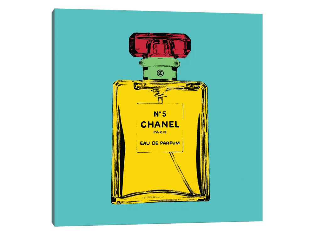 Framed Canvas Art (Champagne) - Chanel II by Mark Ashkenazi ( Fashion > Hair & Beauty > Perfume Bottles art) - 26x26 in