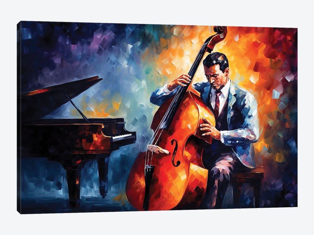 Contrabass Player Painting by Mark Ashkenazi 1-piece Canvas Art
