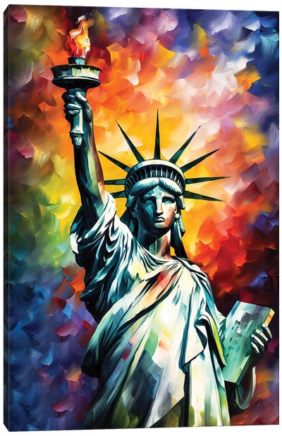 Statue Of Liberty Painting II Canvas Art Print - Mark Ashkenazi